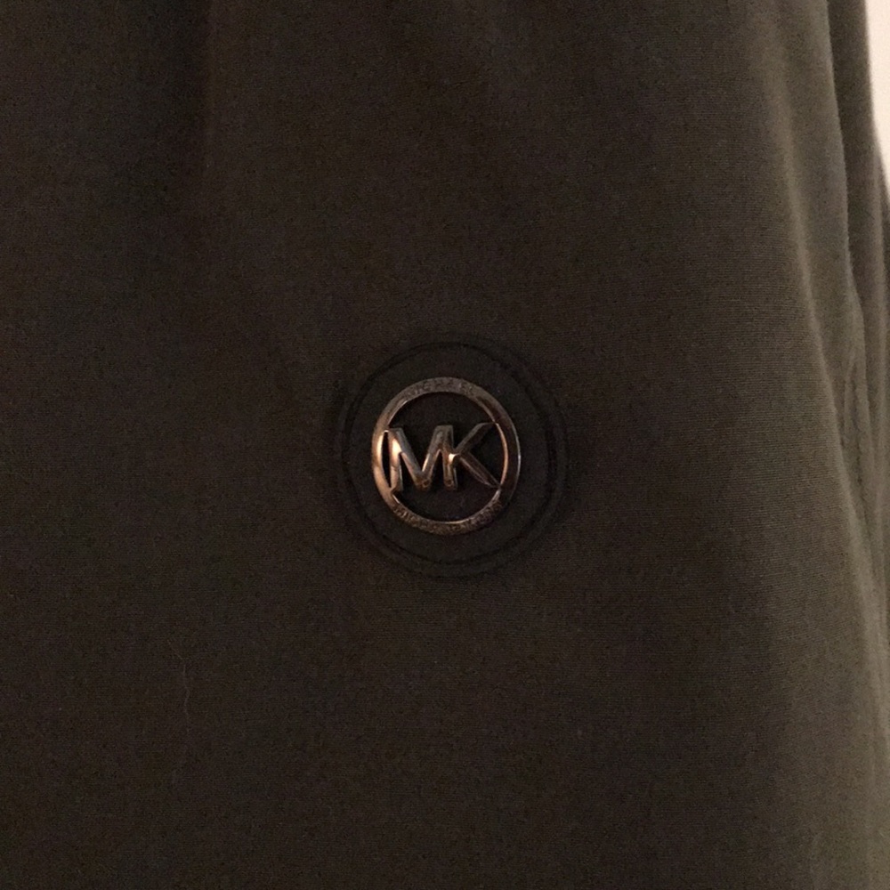 New Michael Kors Green Coat with Faux Fur Trim Hood Size Large Tall L T - Picture 6 of 16